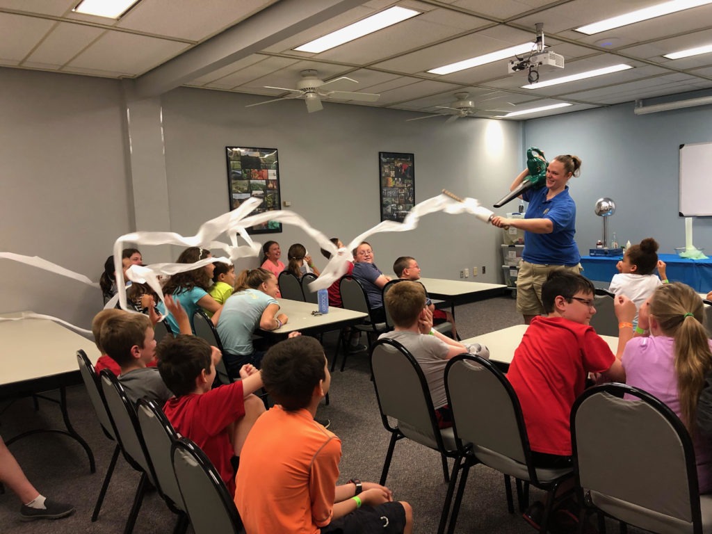 4-H youth participate in Science Camp, which was hosted by the Science 4-H Club during Summer Exploring.