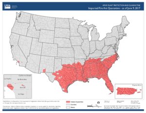 map of where fire ants are in NC