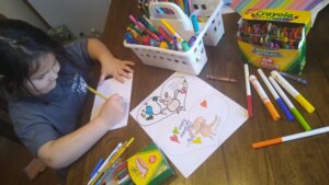 girl coloring cards