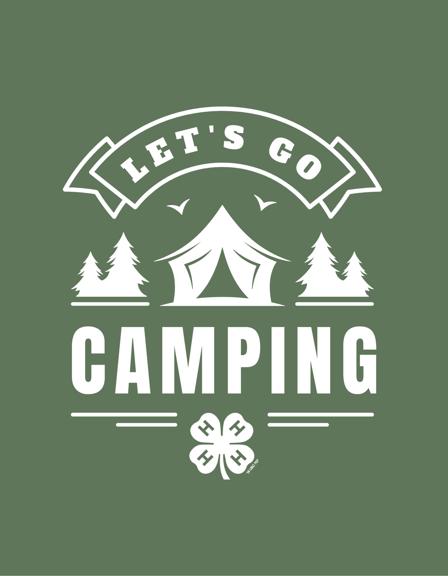 draft of "Let's Go Camping" tee shirt design with nature scene