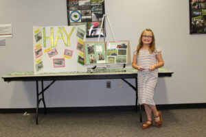 Livestock 4-H Club member Addison Duncan presents about making hay for the 4-H West District Activity Day in May 2021. She represented both her 4-H Club and Caldwell County in the public speaking contest.