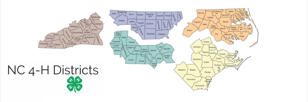 A map of the districts for NC 4-H. 