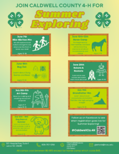 Caldwell 4-H Summer Exploring Offerings