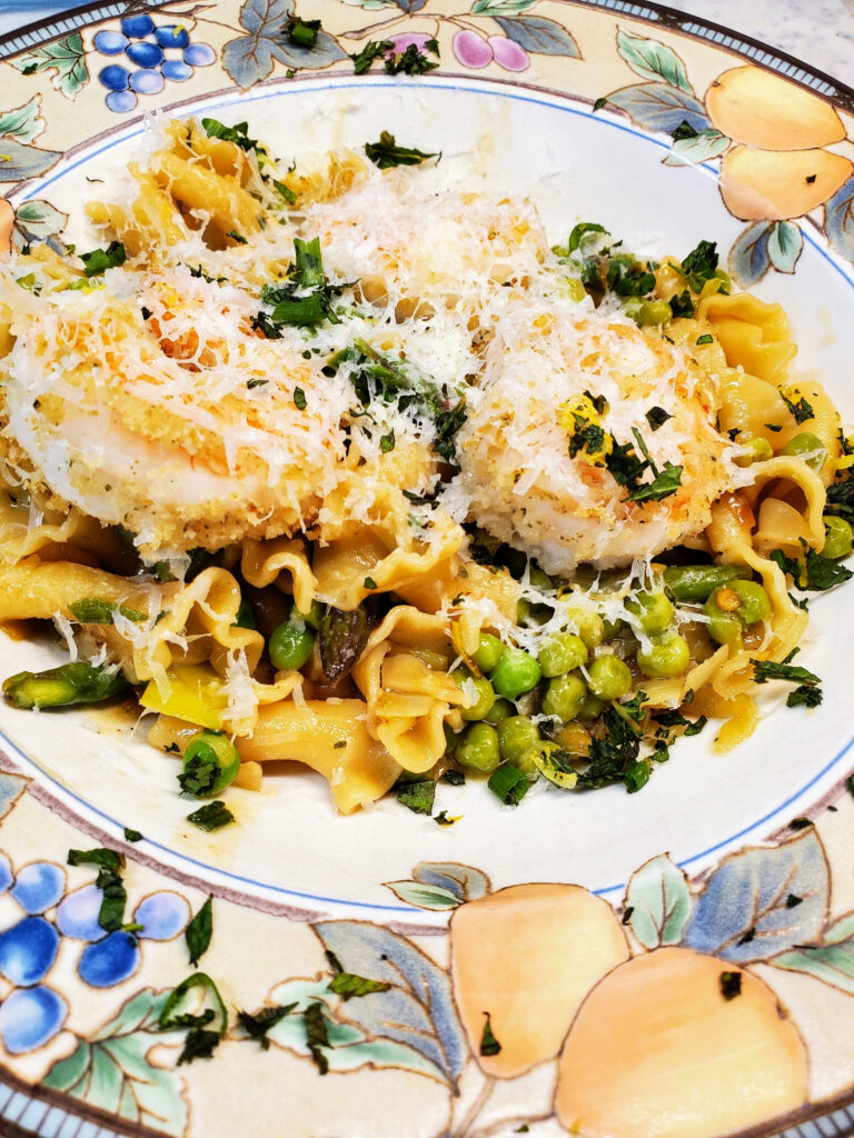 Spring Vegetable Pasta with Shrimp