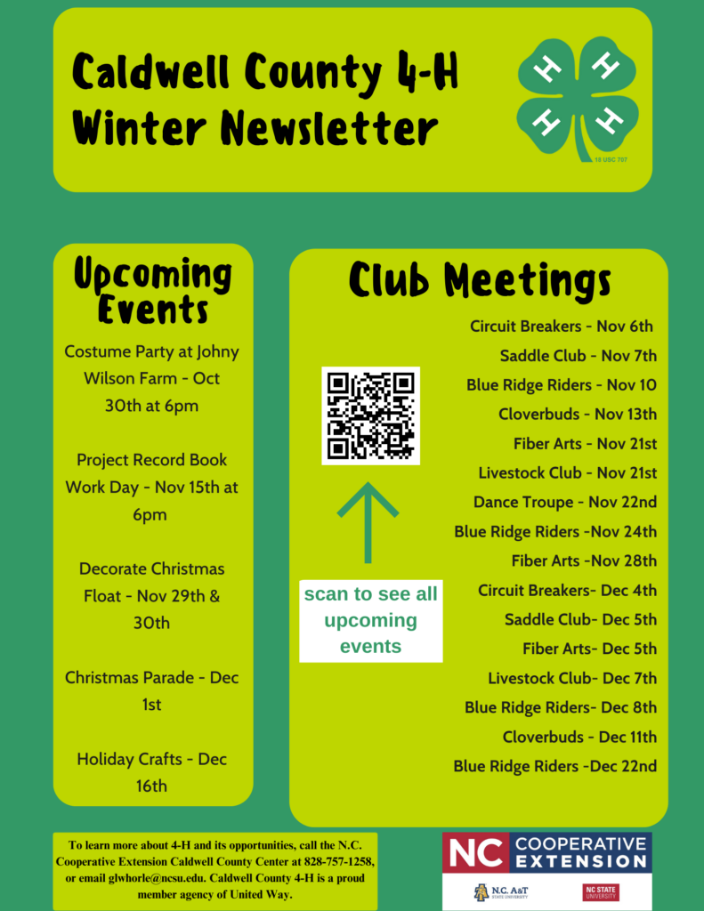 Caldwell County Newsletter Cover Page. Image links to upcoming events page. 