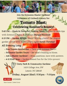 Flyer with pics of tomato's and an agenda on it